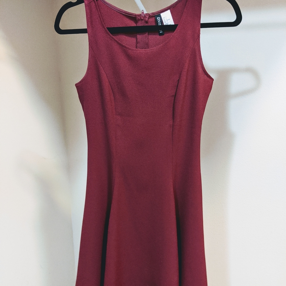 H&M Divided Burgundy Skater Dress